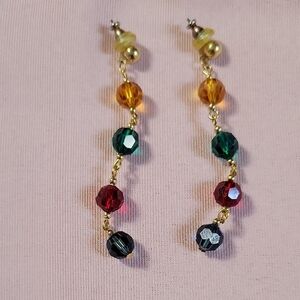 Source Unknown Red and Green Dangle Earrings